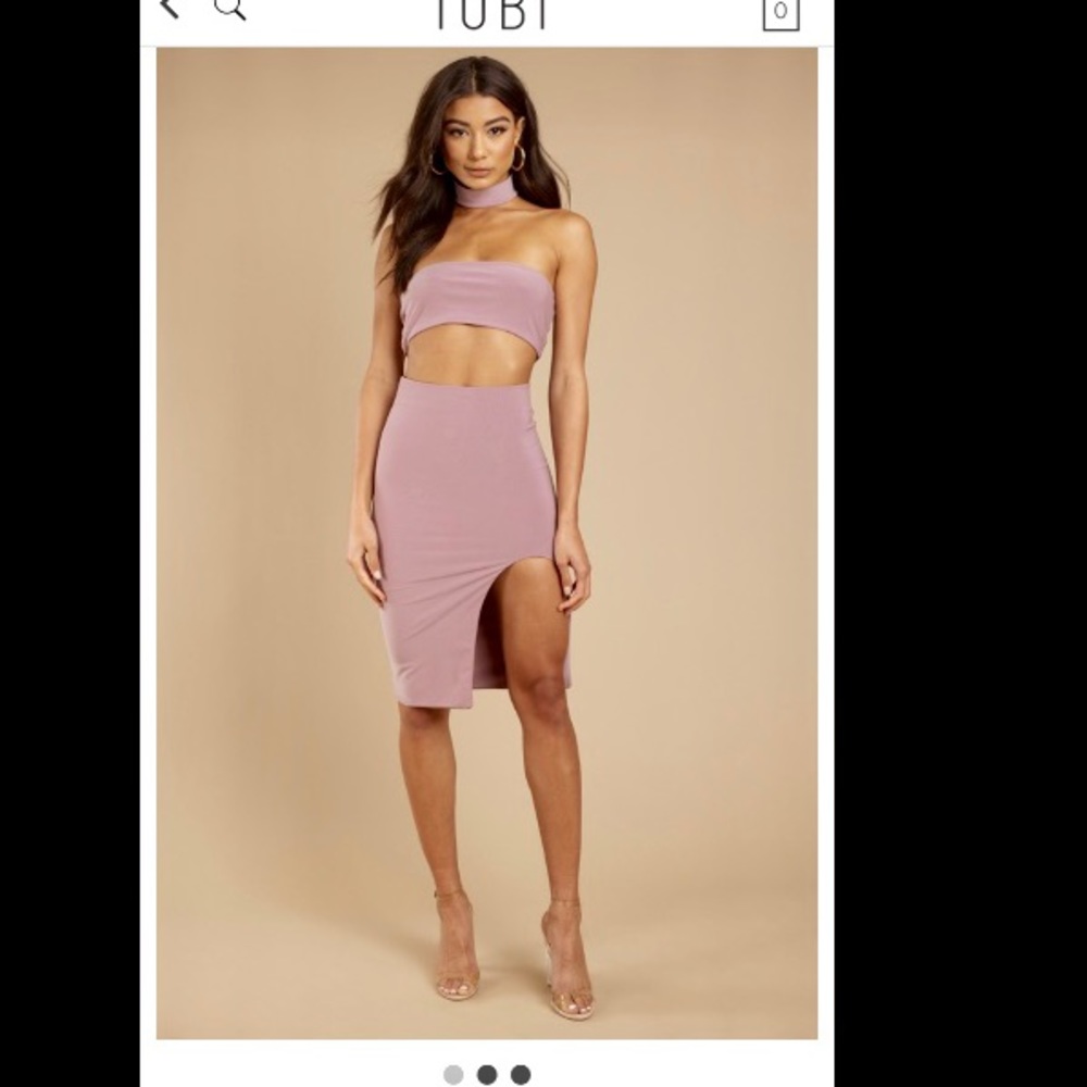 Luna mauve crop top and skirt
